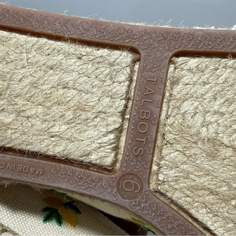 Talbots Izzy‎ Lemon Knotted Canvas Espadrilles Size 6 Coastal Summer Cottagecore